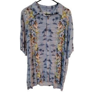 Men's XL Blue Island Shores Short‎ Sleeve Hawaiian Shirt